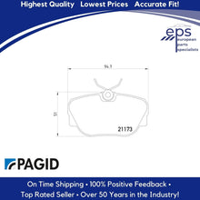 Load image into Gallery viewer, Front Brake Pad Set Select 84-93 BMW 318 325 i is e es iX Pagid 34 11 1 162 481