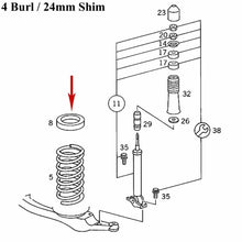 Load image into Gallery viewer, 1981-91 Mercedes W126 300 380 420 500 560 Front Spring 24mm Rubber Pad Shim OE