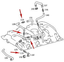 Load image into Gallery viewer, 2 1990-10 Mercedes C CL CLK G E ML S SL Crankcase Breather Hose Plastic Fitting