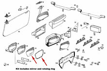 Load image into Gallery viewer, Genuine Outside Mirror Glass & Plastic Retainer Ring Kit 1968-73 Mercedes Benz