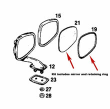 Load image into Gallery viewer, Genuine Outside Rear Mirror Glass & Plastic Retainer Ring Kit 1954-67 Mercedes
