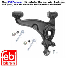 Load image into Gallery viewer, Front Right Lower Febi Control Arm and Hardware 1986-98 Mercedes 260 300 320 500