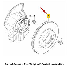 Load image into Gallery viewer, Pair Ate German Coated Front Brake Disc 2001-08 BMW 330Ci 330i 330xi Z4 3.0si