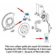 Load image into Gallery viewer, OEM Ate Rear Brake Caliper Guide Pin & Bushing & Lube Kit 2004-21 Mercedes Benz