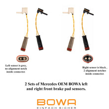 Load image into Gallery viewer, 2 Sets of OEM BOWA Left and Right Front Brake Pad Wear Sensors 2003-09 Mercedes