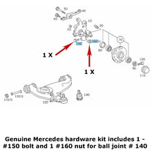 Load image into Gallery viewer, Front Lower Control Arm Ball Joint Bolt and Nut Hardware Kit 1984-02 Mercedes