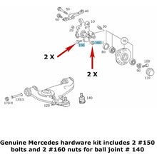 Load image into Gallery viewer, 2 X Front Lower Control Arm Ball Joint Bolt & Nut Hardware Kit 1984-98 Mercedes