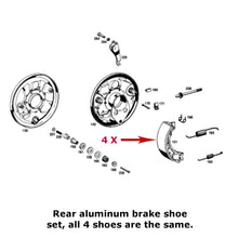 Load image into Gallery viewer, Rear Relined Aluminum Brake Shoe Set of 4 230mm X 65mm 1961-62 Mercedes 190 220