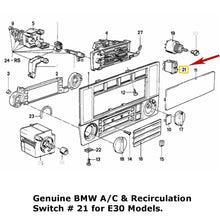 Load image into Gallery viewer, Air Conditioning A/C Dash On Off Push Button Switch 1988-85 BMW E30 318i Coupe