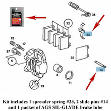 Load image into Gallery viewer, Front Ate Caliper Pad Slide Pin Spreader Spring Slide Paste Kit 1980-85 Mercedes