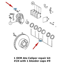 Load image into Gallery viewer, OEM Ate Front Brake Caliper Repair Seal Kit & Bleeder Screw Cap 1980-85 Mercedes