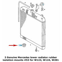 Load image into Gallery viewer, 2 X OE MB Radiator Lower Rubber Support Mount 1977-95 Mercedes W123 W124 W201