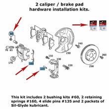 Load image into Gallery viewer, 2 X Front Brake Caliper Pad Clip Guide Bushing Pin Install Kits 1996-09 Mercedes