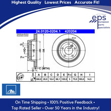 Load image into Gallery viewer, BMW Rear Brake Disc Rotor Vented L or R 2006-15 3 X1 Ate Premium 34 21 6 864 901