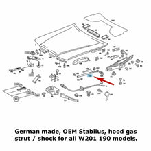 Load image into Gallery viewer, Hood Support Gas Spring Strut 1984-93 Mercedes 190D 190E German OEM Stabilus