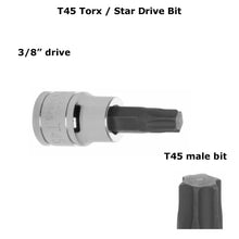 Load image into Gallery viewer, 3/8" Drive Star Bit Socket Torx T45 Special Male Drive Bit Mercedes BMW Porsche