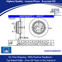 Load image into Gallery viewer, 1 X  Rear Brake Disc Rotor Select 89-95 BMW 525i 530i 535i Ate 34 21 6 756 537