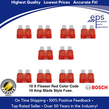 Load image into Gallery viewer, 10 X Voltage Overload Protection Relay Red 10 Amp Blade Fuse 1981-20 Mercedes
