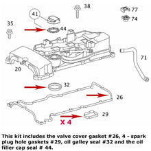 Load image into Gallery viewer, Valve Cover Gasket Spark Plug Hole Oil Filler Neck & Cap Seal Kit 2003-05 C 230