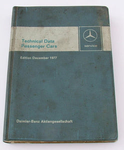 1977 Mercedes Technical Data Adjustment Values Measurement Manual 1971-77 Models