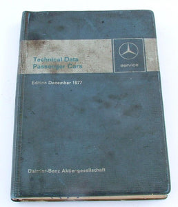 OE 1977 Mercedes Technical Data Adjustment Specific Values & Measurements Manual