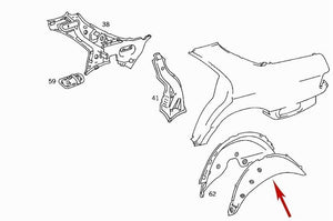 Right Rear Fender Outer Wheelhouse 1981-91 Mercedes W126 Sedan 126 637 02 76