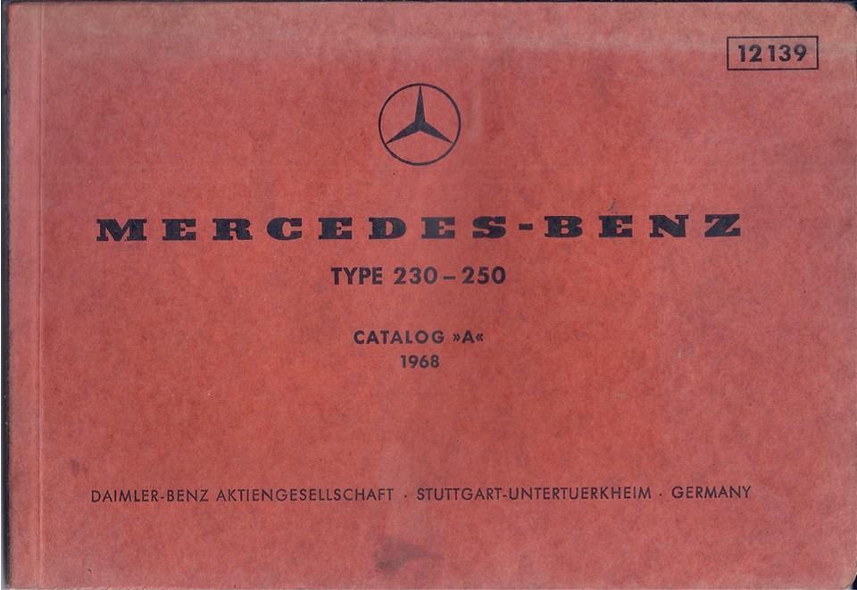 Small Parts Illustration Catalog A Glove Box Manual Book Mercedes W114 230 250