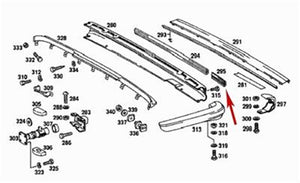 1974-80 Mercedes W116 280 450 S SE SEL 300SD Rear Bumper Outer Rubber Strip OE