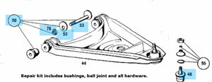 1968-89 Mercedes 107 114 115 Inner Lower Control Arm Bushing Kit German Febi