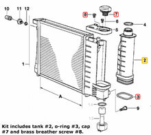 Load image into Gallery viewer, Radiator Overflow Recovery Tank Kit with Cap and Brass Bleeder Screw 1991-99 BMW
