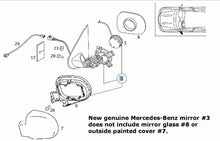 Load image into Gallery viewer, New OE Left Folding Outside Rear Mirror 1998-01 Mercedes ML320 ML430 ML55 AMG
