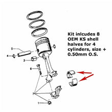 Load image into Gallery viewer, 2nd US 47.50mm Rod Bearing Set 1966-83 BMW 1600 1800 2000 2002 320i German Glyco
