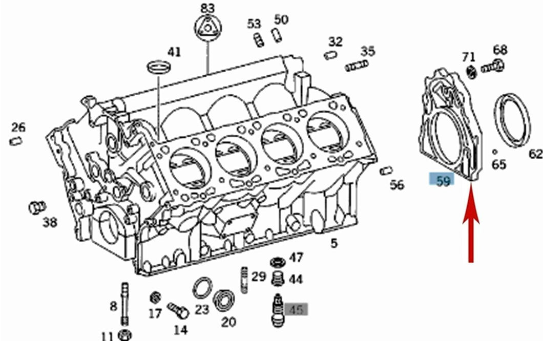 Engine Crankshaft Rear Main Seal Holder Flange 1990-99 Mercedes 400 420 500 M119
