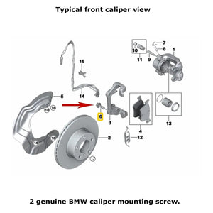 2 X Front Rear Brake Caliper Bracket to Bearing TORX Bolt Screw 1997-20 BMW Mini