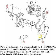 Load image into Gallery viewer, Ate OEM Compound Front Brake Pad Complete Installation Kit 1997-03 BMW 525i 528i
