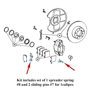 1963-76 Mercedes Ate Front Caliper Brake Pad Sliding Pin Spreader Spring Kit