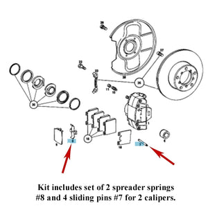 1963-76 Mercedes Ate Front Caliper Brake Pad Sliding Pin Spreader Spring Kit