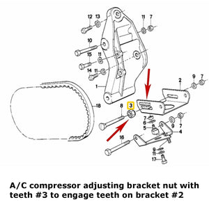 Air Conditioning Compressor Adjusting Bracket Nut with Teeth 1982-93 BMW 3 5 6 7