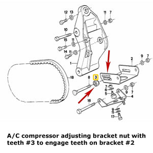 Air Conditioning Compressor Adjusting Bracket Nut with Teeth 1982-93 BMW 3 5 6 7