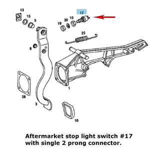 1963-85 Mercedes Stop Light Switch at Brake Pedal 2 4mm Prong Connector Valeo