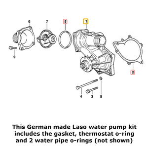 Premium German Laso Complete Water Pump Kit 1994-95 BMW 840Ci 1995 BMW 740i iL