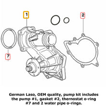 Load image into Gallery viewer, German Laso Water Pump Kit 1996-98 BMW 540i 740i 740iL 840Ci 11 51 0 393 340
