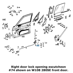 New Right Front or Rear Door Lock Striker Opening Chrome Trim 1960-1985 Mercedes
