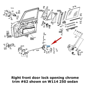 New Right Front or Rear Door Lock Striker Opening Chrome Trim 1960-1985 Mercedes