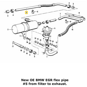 NLA OE BMW EGR Valve to Thermo Reactor Flex Pipe 1975-77 BMW 3.0Si 530i 630CSi
