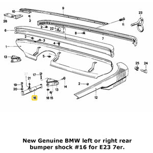 New Genuine BMW Rear Left or Right Bumper Energy Absorber 1977-86 E23 733i 735i