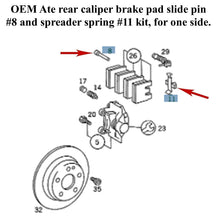 Load image into Gallery viewer, OEM Ate Rear Brake Caliper Slide Pin &amp;  Spring Kit with Lube 1986-93 Mercedes
