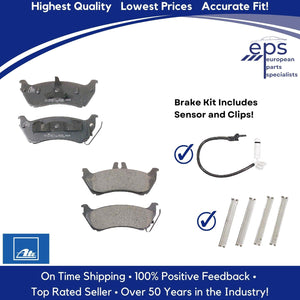 99-05 Mercedes ML 320 350 430 Rear Brake Pad Set + Clips & Sensor OEM Ate