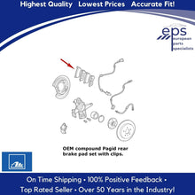 Load image into Gallery viewer, 99-05 Mercedes ML 320 350 430 Rear Brake Pad Set + Clips &amp; Sensor OEM Ate
