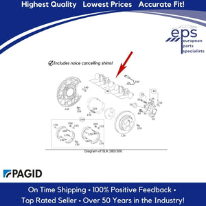 Rear Single Pin Brake Pad Set and Shims Select 2001-11 Mercedes C & SLK Pagid